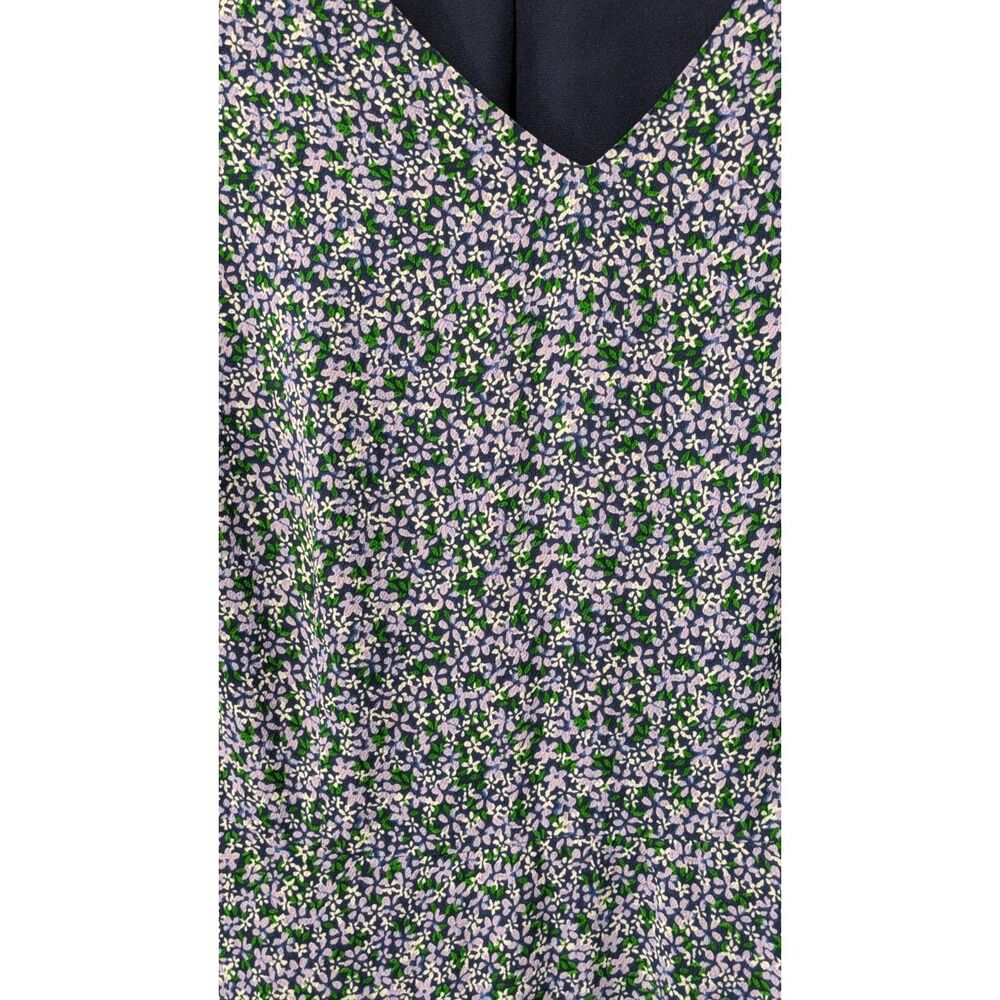 Talbots Purple and White Floral V-Neck Navy Blue dress sz. 8 - Picture 3 of 7